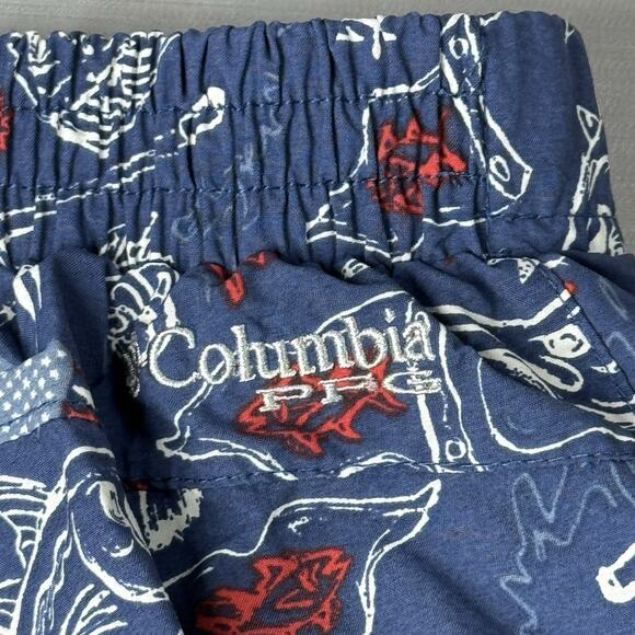 Columbia PFG Swim Trunks Youth Boys 4T Red White Blue 4th Of July Lined - Picture 3 of 5